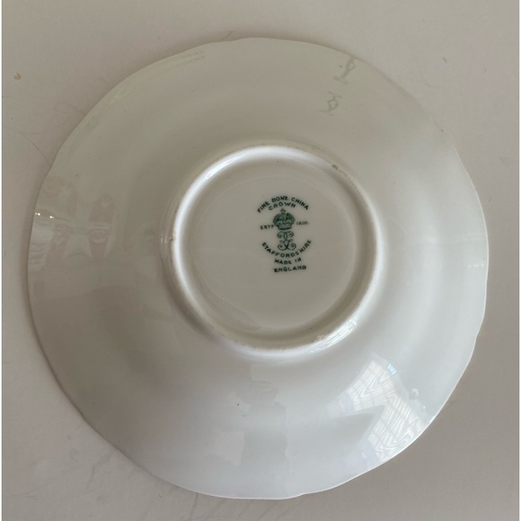 Rare Vtg Crown Staffordshire Bone China Teacup and Saucer Pink and Floral Sprays - Picture 7 of 8